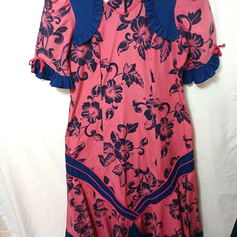 VTG Ruh Hawaiian muumuu pink and blue